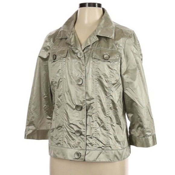 Chico's Jackets & Blazers - Chico’s Women’s‎ Gray Jacket Blazer Button Front Polyester Blend Sz 2
